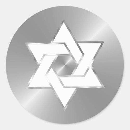 Bat Mitzvah White Star of David on Any Color Classic Round Sticker