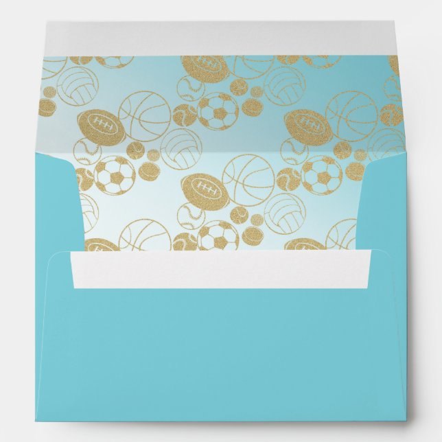 Bat Mitzvah with Sports Balls Envelope (Back (Bottom))