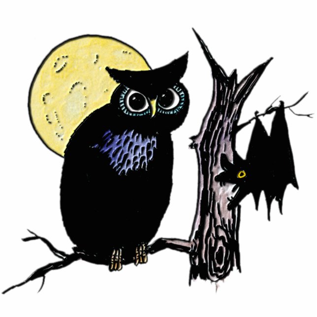 Bat Moon and Owl on Halloween Cutout (Front)