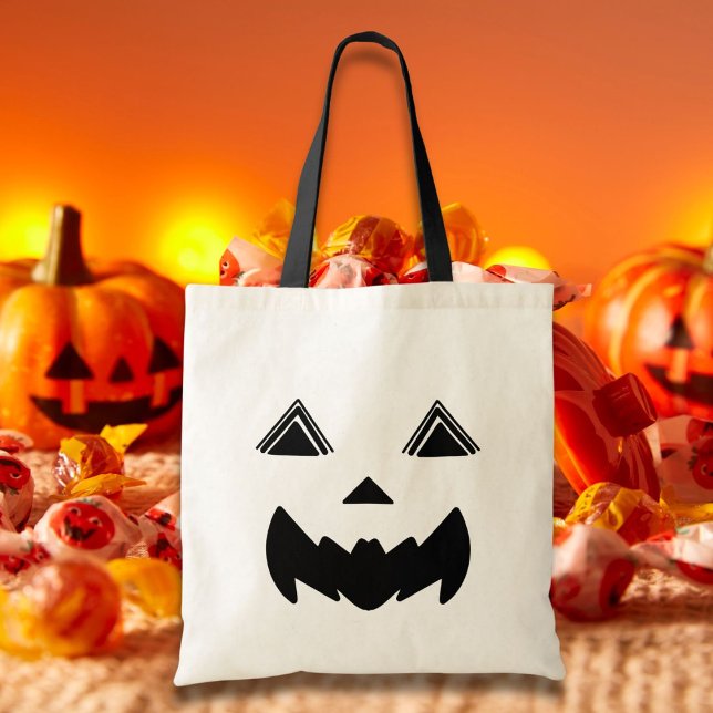 Bat-Mouth Jack O’Lantern with Lined Triangle Eyes  Tote Bag (Creator Uploaded)