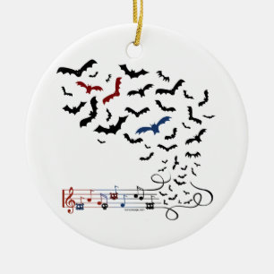 Bat Music Design 2 Ceramic Ornament