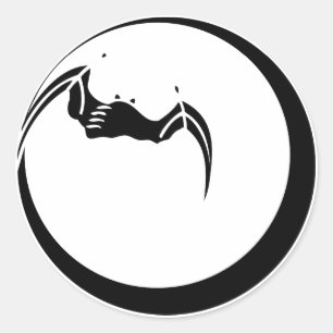 Bat on the moon classic round sticker
