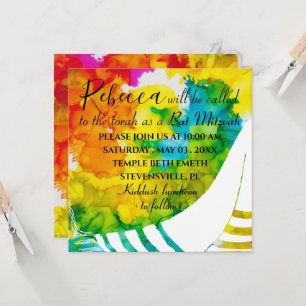 Bat or Bar Mitzvah Colorful Square Invitation