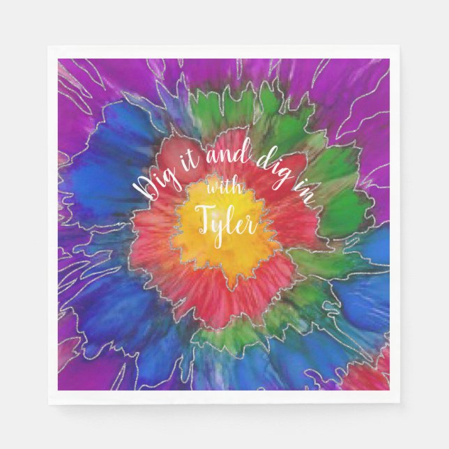 Bat or Bar Mitzvah Napkin Colorful Inks (Front)