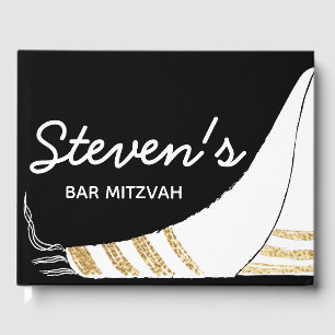 Bat or Bar Mitzvah Party Black Gold Guest Book
