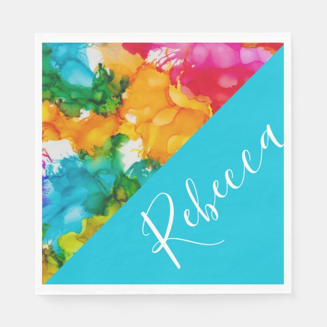 Bat or Bar Mitzvah Splash of Color Napkins (Front)
