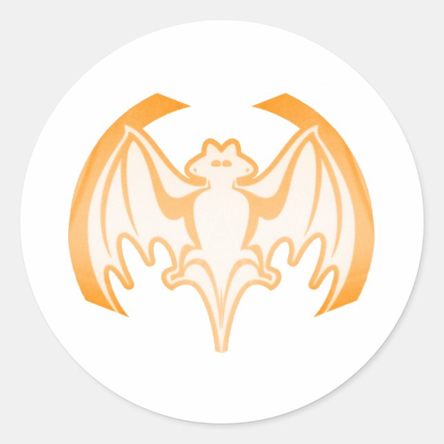 Bat Orange Inv The MUSEUM Zazzle Gifts Classic Round Sticker (Front)