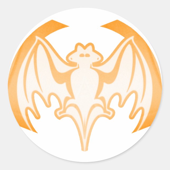 Bat Orange Inv The MUSEUM Zazzle Gifts Classic Round Sticker (Front)