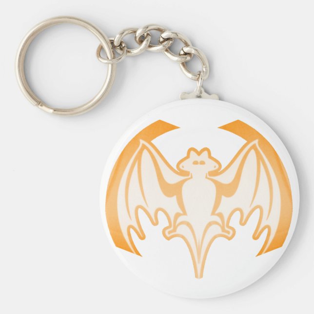 Bat Orange Inv The MUSEUM Zazzle Gifts Keychain (Front)