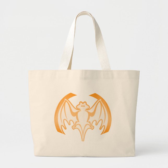 Bat Orange Inv The MUSEUM Zazzle Gifts Large Tote Bag (Front)
