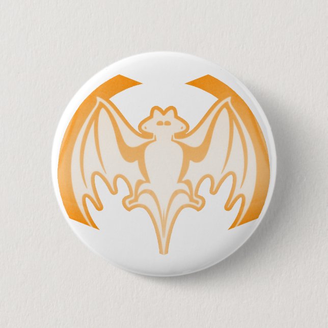 Bat Orange Inv The MUSEUM Zazzle Gifts Pinback Button (Front)