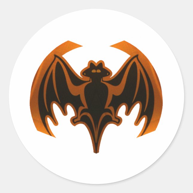 Bat Orange The MUSEUM Zazzle Gifts Classic Round Sticker (Front)