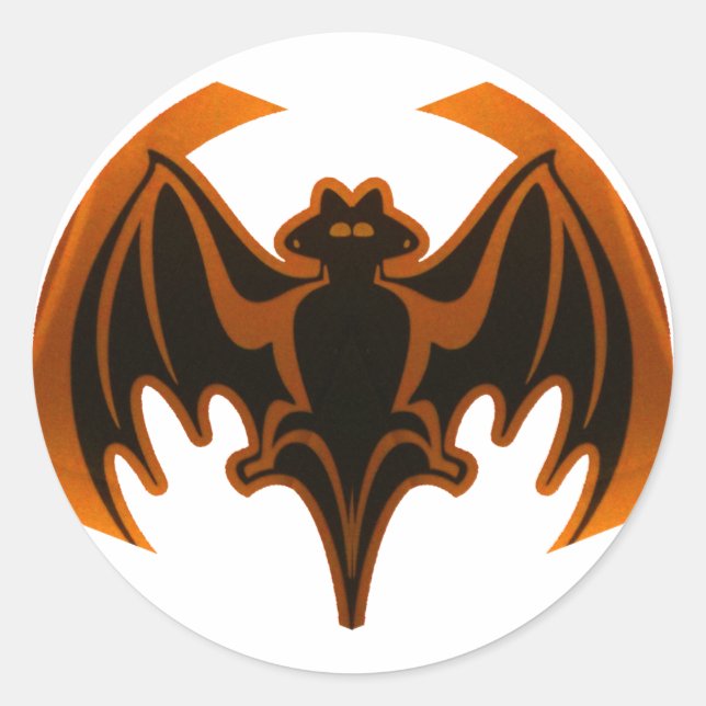 Bat Orange The MUSEUM Zazzle Gifts Classic Round Sticker (Front)