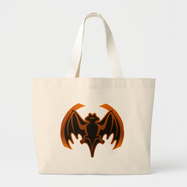 Bat Orange The MUSEUM Zazzle Gifts Large Tote Bag (Front)