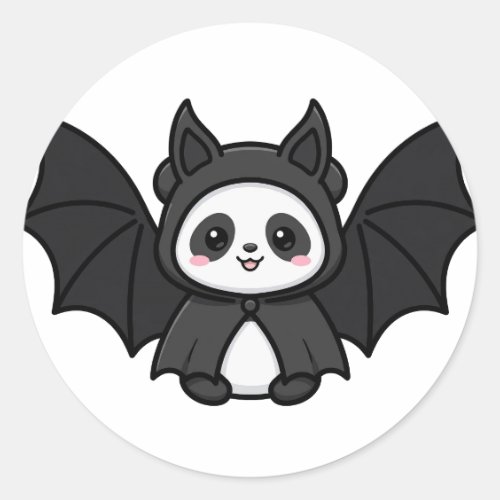 Bat Panda Halloween Classic Round Sticker