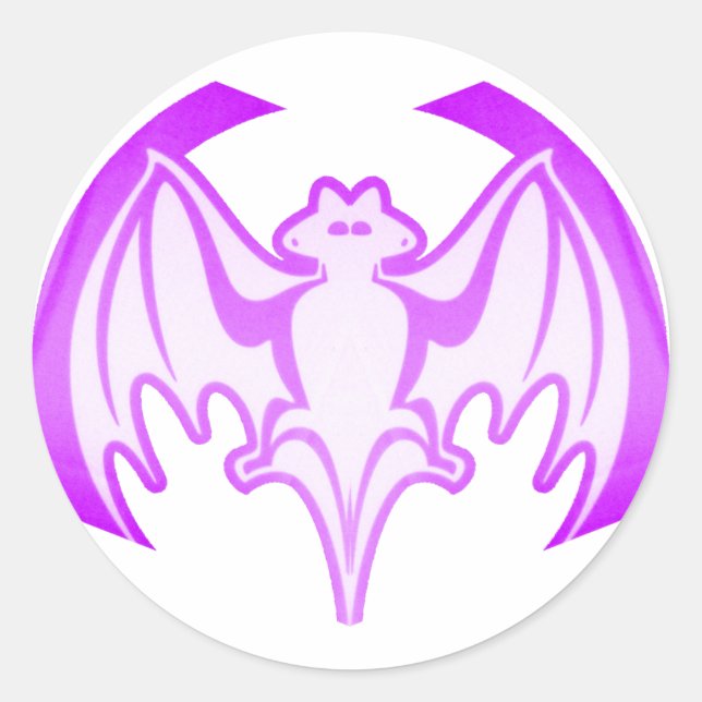 Bat Purple Inv The MUSEUM Zazzle Gifts Classic Round Sticker (Front)