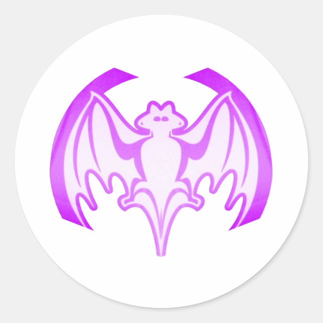 Bat Purple Inv The MUSEUM Zazzle Gifts Classic Round Sticker (Front)