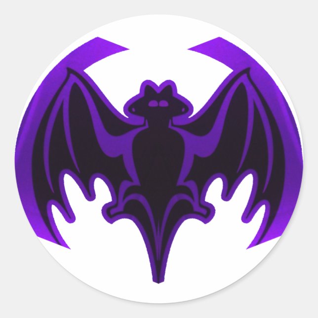 Bat Purple The MUSEUM Zazzle Gifts Classic Round Sticker (Front)