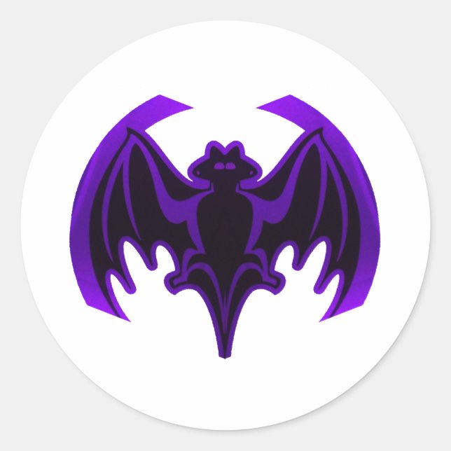 Bat Purple The MUSEUM Zazzle Gifts Classic Round Sticker (Front)