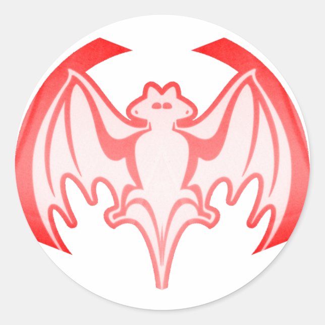 Bat Red Inv MUSEUM Zazzle Gifts Classic Round Sticker (Front)