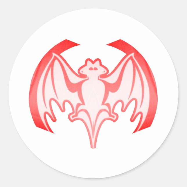Bat Red Inv MUSEUM Zazzle Gifts Classic Round Sticker (Front)