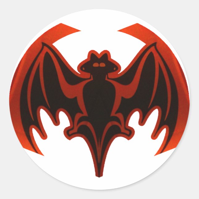 Bat Red The MUSEUM Zazzle Gifts Classic Round Sticker (Front)