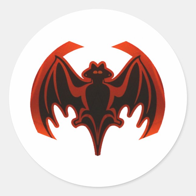 Bat Red The MUSEUM Zazzle Gifts Classic Round Sticker (Front)