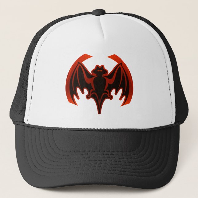 Bat Red The MUSEUM Zazzle Gifts Trucker Hat (Front)