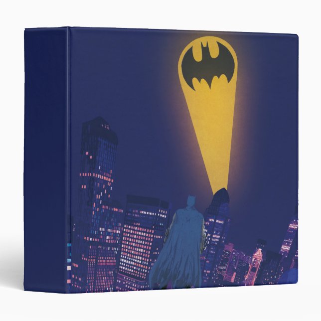 Bat Signal Over Gotham 3 Ring Binder (Front/Spine)