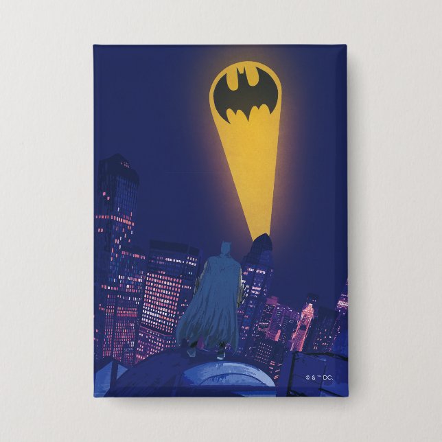 Bat Signal Over Gotham Button (Front)