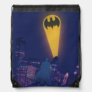 Bat Signal Over Gotham Drawstring Bag