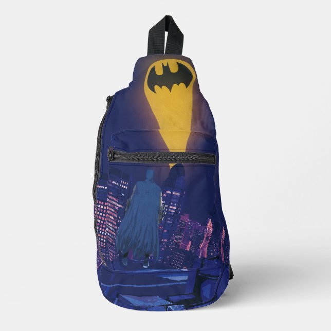 Bat Signal Over Gotham Sling Bag (Front)
