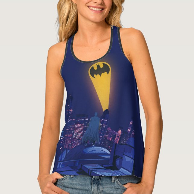 Bat Signal Over Gotham Tank Top (Front)
