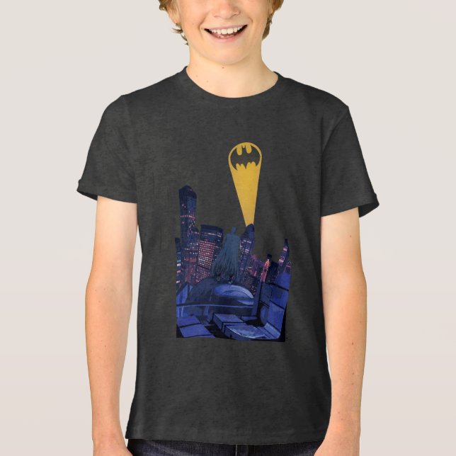 Bat Signal Over Gotham Tri-Blend Shirt (Front)