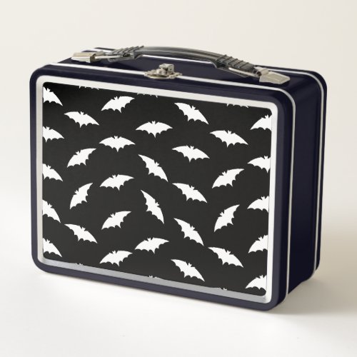 Bat Silhouette Shape Art Pattern Halloween Bats Metal Lunch Box