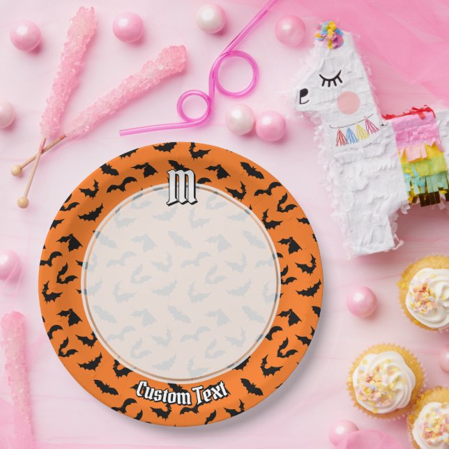 Bat Silhouettes Pattern Paper Plates (Party)
