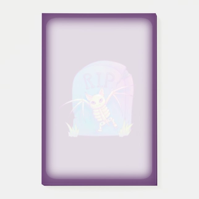 Bat Skeleton RIP Gravestone Halloween Drawing Post-it Notes (Front)