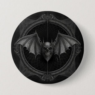 Bat Skull Gothic Dark, Ai Generated Design Button