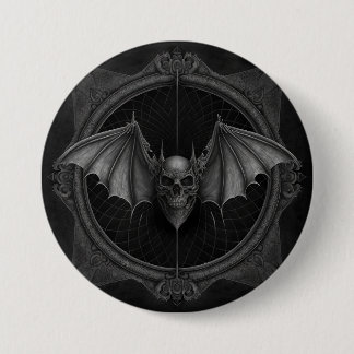 Bat Skull Gothic Dark, Ai Generated Design Button