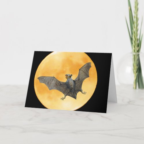 Bat Squirrel Moon Halloween Card