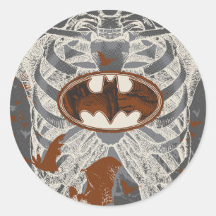 Bat Symbol Ribcage Vintage Collage Classic Round Sticker