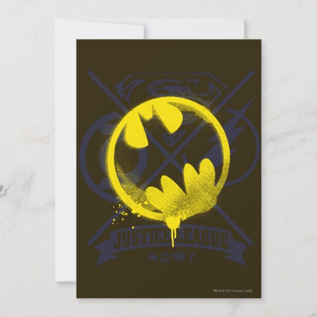 Bat Symbol Tagged Over Justice League Invitation (Front)