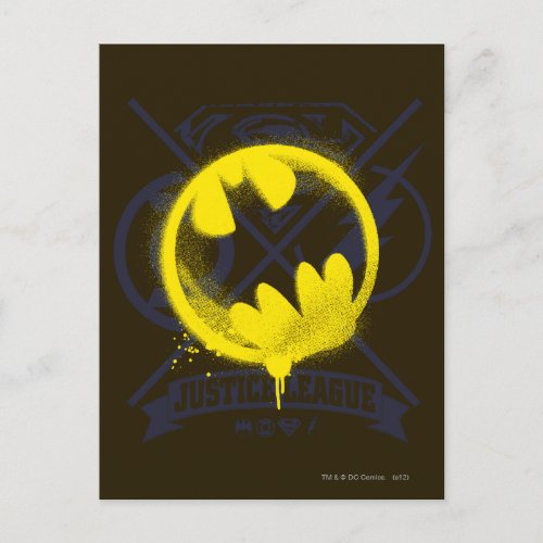 Bat Symbol Tagged Over Justice League Postcard