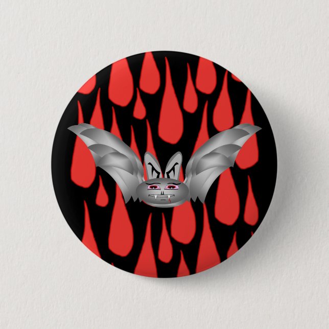 Bat T (silver) + drops Pinback Button (Front)