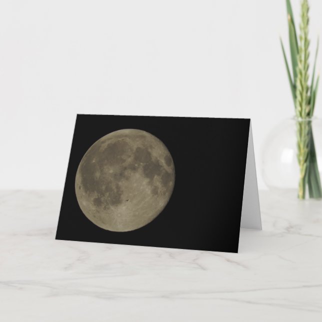 Bat & The Full Moon Greeting Card, Blank Inside Card (Front)