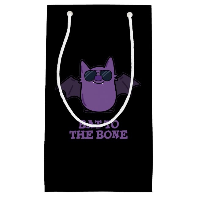 Bat To The Bone Funny Animal Pun Dark BG Small Gift Bag (Front)