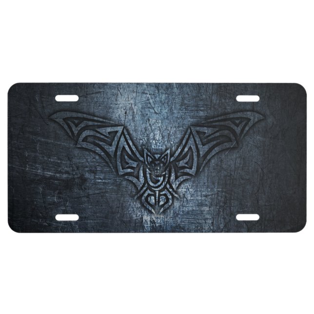 Bat Tribal Steel Metallic License Plate (Front)