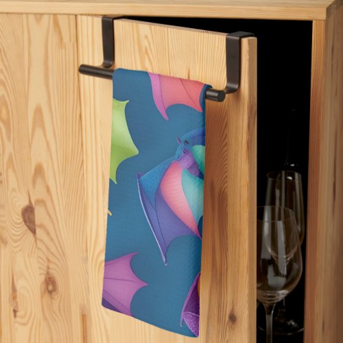 Bat Watercolor Colorful Personalized Pattern Kitchen Towel