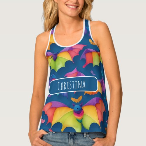 Bat Watercolor Colorful Personalized Pattern Tank Top