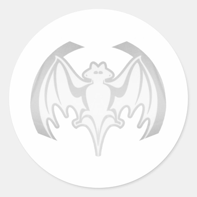 Bat White Inv The MUSEUM Zazzle Gifts Classic Round Sticker (Front)